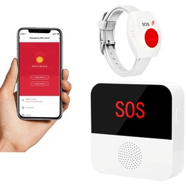 WiFi Caregiver Call Button System Smart App Alert Emergency Call Button Personal Help Alert at Home for Elderly Patients 1 Bracelet Call Button 1 Receiver (Supports 2.4GHz WiFi Only)