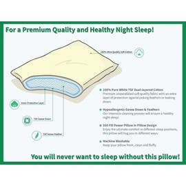 The Sleep Factory Zisa Dreams Premium Down and Feather 100% Dual-Layered Cotton Pillow (King, 4 Pack)