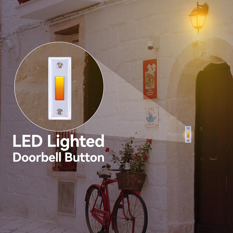 2Pcs Doorbell Push Button, White Heavy Duty Metal Door Bell