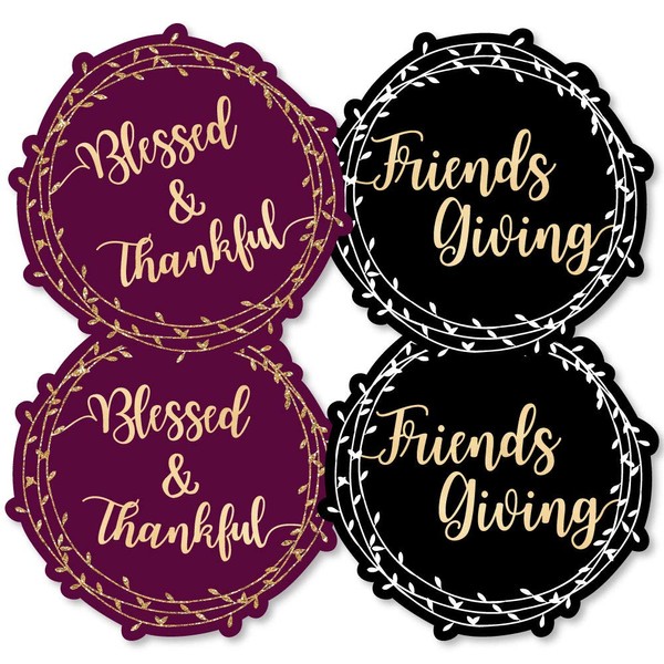 Big Dot of Happiness Elegant Thankful for Friends - Wreath Decorations DIY Friendsgiving Thanksgiving Party Essentials - Set of 20