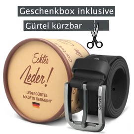 Cartvelli Premium Men's Leather Belt Made in Germany with Gift Box - Genuine Leather Belt 40 mm, gray