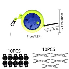 Delamiya Pack of 2 Clotheslines, Extendable, Adjustable 10 m Camping Washing Line, Retractable Washing Line with 10 Fixed Buckles and 10 Clothespins, Outdoor Washing Line for Travel, Camping, Campus