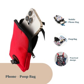 Pawlook Hands-Free Dog Walking Pouch – Waterproof Crossbody with Phone & Treat Storage – Poop Bag Dispenser, Matches Pawlook Backpack & Raincoat – Compact Dog Walking Phone Bag (Red)