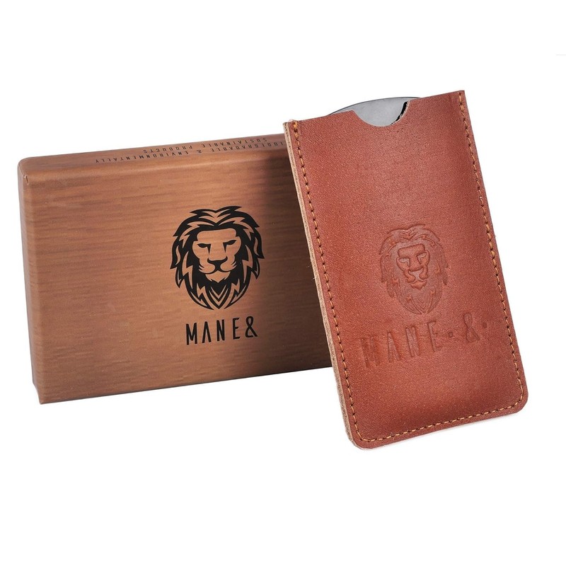 Premium 100% Oxhorn Dual-Action Beard Comb with Genuine Leather Case