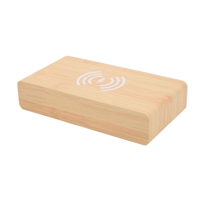 Wooden Digital Alarm Clock with Wireless Charging 3 Level Dimmer