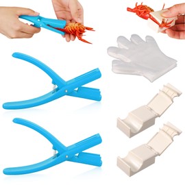 Crawfish Peelers Set, Efficient Portable Crawfish Shucker Crawfish Sheller Seafood Tool Universal Shrimp Peeler Crayfish Shelling Device for Peeling Cooked Shrimp Tails (Blue, White)