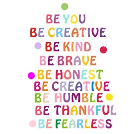 Inspirational Wall Decal: Be Kind, Be You Rainbow Motivational Quotes - Classroom Decor for Kids Girls Bedroom - Be Thankful, Be Brave, Be Creative Lettering