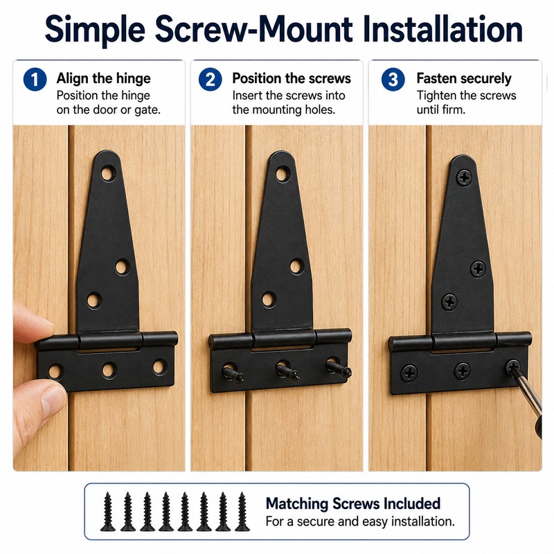 T-Shaped Strap Hinges for Doors & Gates – Galvanized Metal