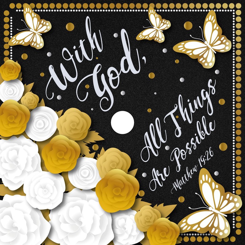 ADVANSYNC With God, All Things Are Possible Graduation Cap Topper