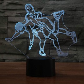 MOLLY HIESON 3D Wrestling Basketball Night Light Touch Switch Decor Table Desk Optical Illusion Lamps 7 Color Changing Lights LED Table Lamp Xmas Home Love Birthday Children Kids Decor Toy Gift