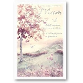 Carte Blanche 'Loss of your Mum' Sympathy Card - Countryside & Butterflies with Sentiment Verse Embossed with Foil Details - Eco-Friendly