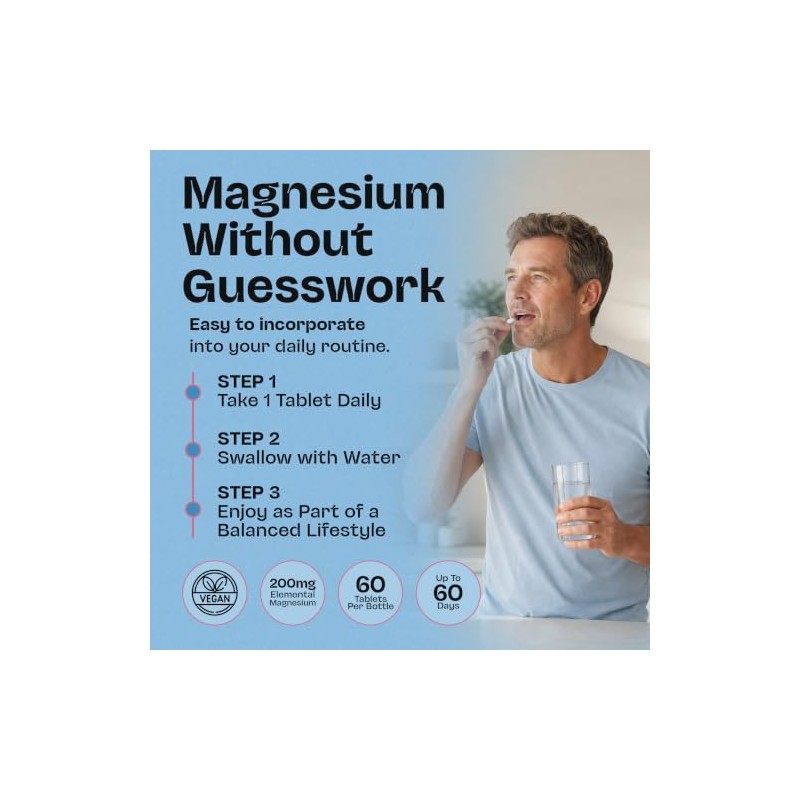 Magnesium Glycinate 4-in-1 Complex | 200mg Elemental Magnesium | Bisglycinate,