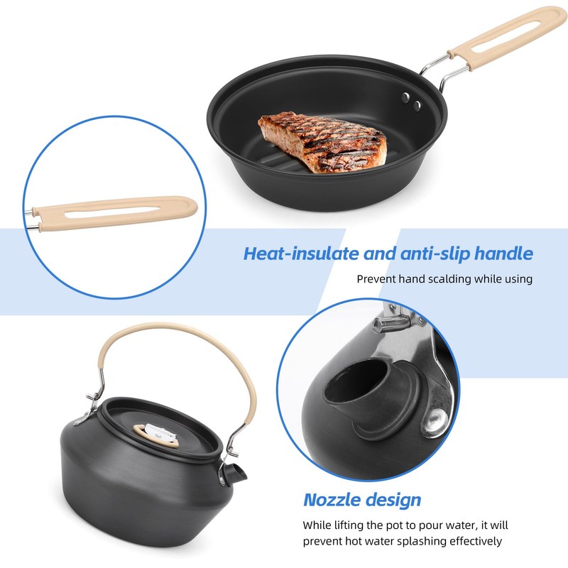 doorslay 23PCS Camping Cookware Kit for 2-3 People Hard Anodized