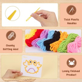 Plliocse 6 PCS Sewing Kits for Ages 4-8, Lacing Toys for Kids, Threading Toys, Children's Handmade Felt Fabric (Animal)