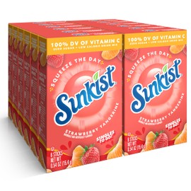 Sunkist Singles to go Drink Mix Packets, Strawberry Tangerine, 6-Count Box – Powdered Drink Packets with Vitamin C, 72 Total Powder Sticks