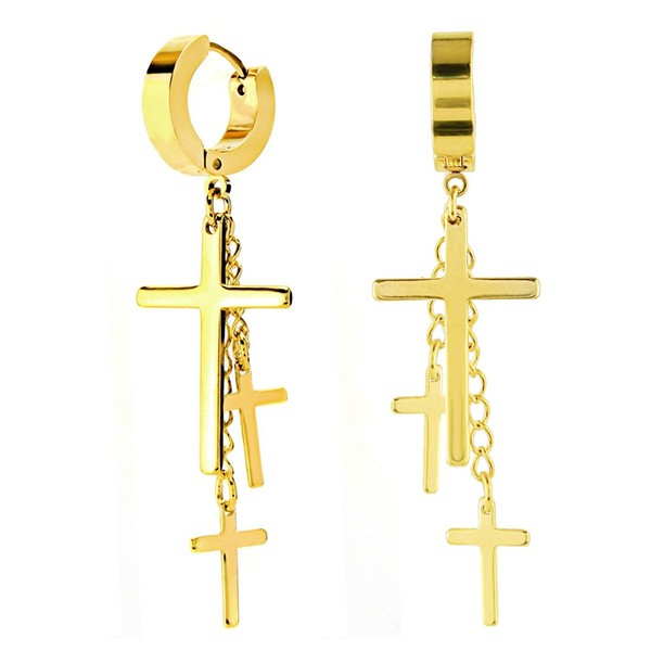 Charisma 80s Gothic Earring Cross Earrings For Men Dangle Hinged