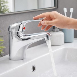 Rubinetto Miscelatore per Lavabo con Finitura Cromata Brillante | Kit Completo di Montaggio
