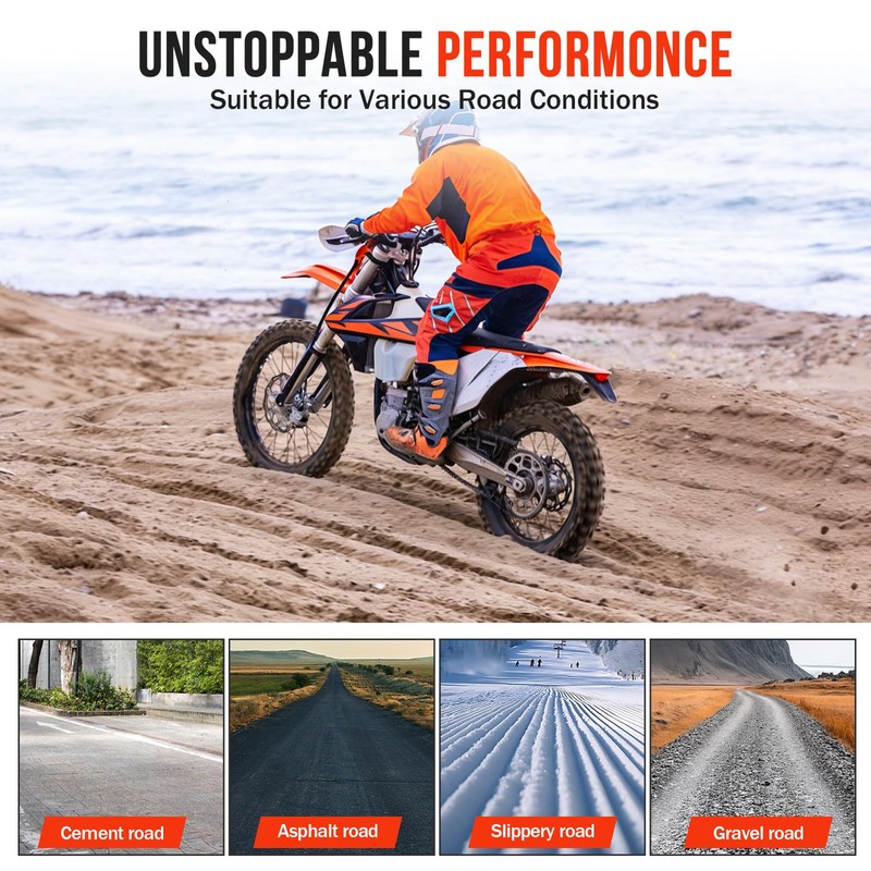 Mopillos 80/100-12 3.00-12 Dirt Bike Rear Tire and Inner Tube
