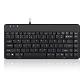 Perixx PERIBOARD-409H Wired USB Mini Keyboard with 2 USB Hubs, Black, US English Layout