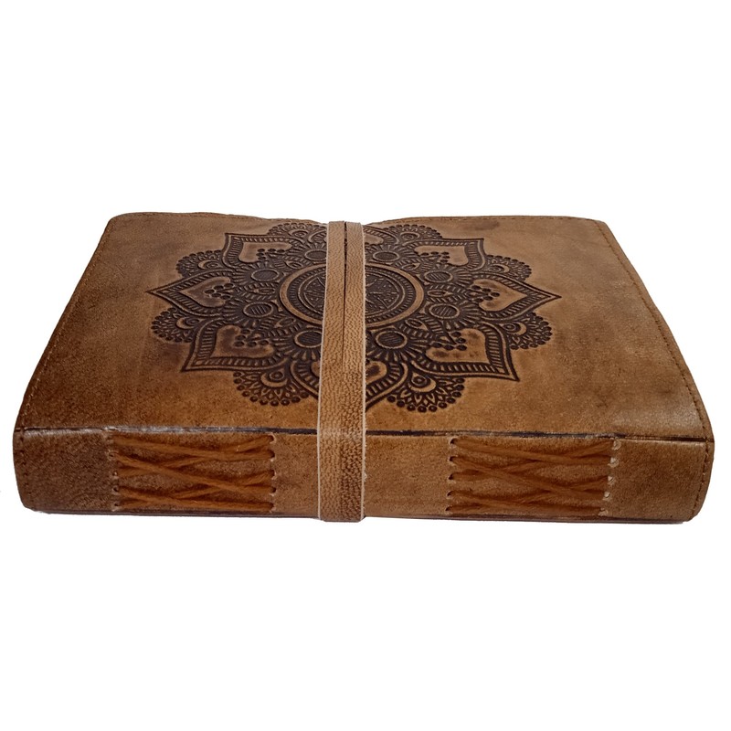 Purpledip Leather Journal 'Flower Of Life': Vintage Spiritual Design Diary