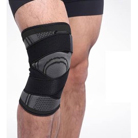 APP LIFE" Sportliche elastische Kniebandage mit verstellbarem Riemen - Knieunterstützung, bequem und strapazierfähig (Schwarz, M)