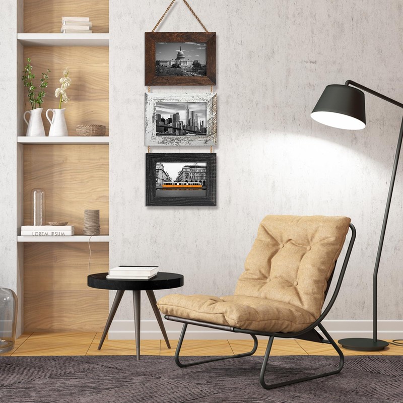 Rexllon 5x7 Wall Hanging Picture Frames Collage with 3 Opening