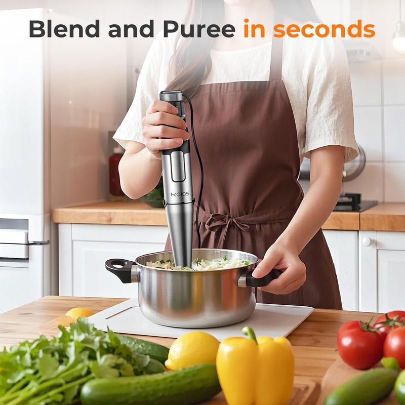 KOIOS Immersion Blender Handheld - Trigger Variable Speed 5-in-1 Immersion