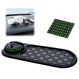 Multifunctional Vehicle-Mounted Anti-Slip Mat, Multifunction Car Anti-Slip Mat Auto Universal Phone Holder, Rotatable Anti Skid Car Dashboard Pad with Temporary Parking Numbe, Auto Universal