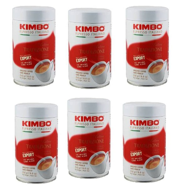 6 Cans of Kimbo Antica Tradizione Espresso Ground Coffee /250g