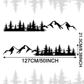 TOMALL 1 Pair Pine Tree Mountain Forest Vinyl Decals for Car Body Door Sides Universal Waterproof Tree Graphic Stickers Decoration for Vehicles Travel Trailer SUV Truck Off-Road (Small-Black)