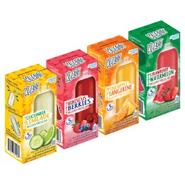Klass Aguas Frescas Variety Pack Sugar Free Drink Mix, Cucumber Limeade, Strawberry Watermelon, Hibiscus Berries & Pineapple Tangerine (4 pack 40 Count)