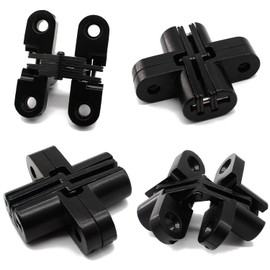 Lamvbls Hidden Hinge Stainless Steel 180 Degree Invisible Cross Hinges for Doors and Cabinets (‎Black, 1.71 inch (43.4mm))