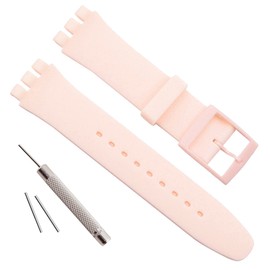 Replacement Waterproof Silicone Rubber Watch Strap Watch Band for Swatch (17mm 19mm 20mm) (19mm, Ivory)