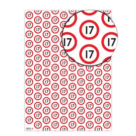 Brainbox Candy - 2 Sheets of Funny '17th Birthday' Wrapping Paper - Warning Sign Wrap - Age 17 Gift Wrap For Him Her Girls Boys - Seventeenth Birthday Presents - Folded Quality Wrap