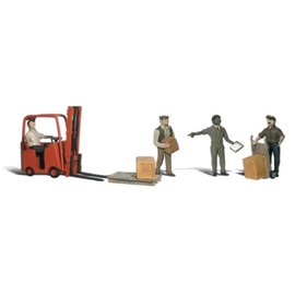Workers W/Forklift HO Scale Woodland Scenics