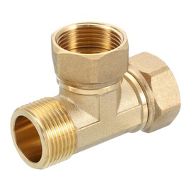 sourcing map Brass Tee Swivel Pipe Fitting, G3/4" (Female x Female x Male) 3 Way T-Connector Fitting Coupler for Air Conditioner Refrigeration Plumbing, 1pcs