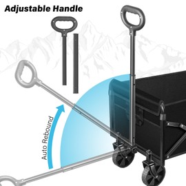 Collapsible Wagon Cart Foldable - Portable Folding Beach Wagons with Wheels - Heavy Duty Utility Carts for Groceries, Shopping, Camping, Sports, Garden - Black