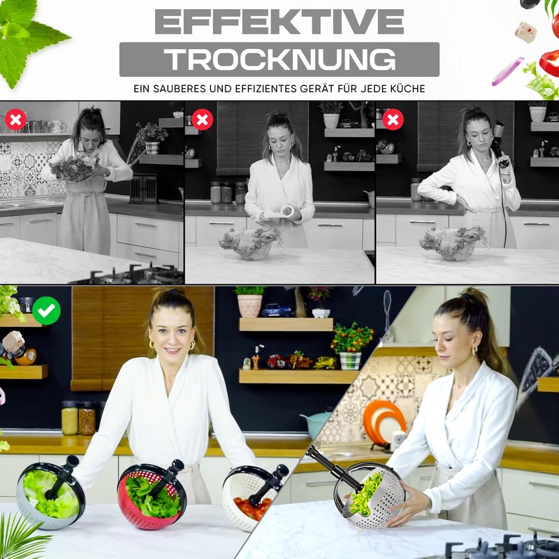 WoonFux® Salad Spinner with Practical Folding Handle - Salad Spinner