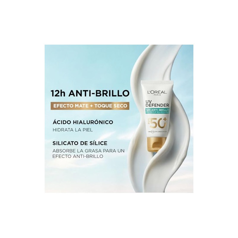 L'Oréal Paris Protector Solar Diario Anti-Brillo FPS50+ UV Defender, 40ml