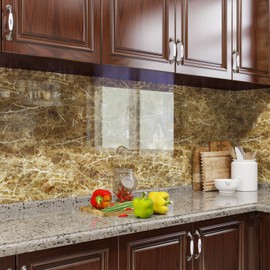 VaryFloral Glossy Brown Marble Contact Paper Peel and Stick Countertops Waterproof Prepasted Marble Wallpaper Vinyl Wrap for Kitchen Self Adhesive Counter Top Covers for Table Shelf 11.8"x118"