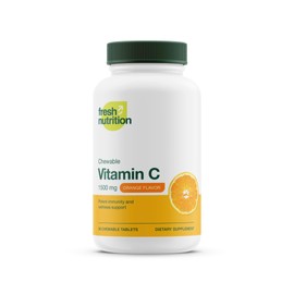 Fresh Nutrition Vitamin C Chewables - Powerful 1500mg Per Day Immune Support - All Natural Tasty VIT C Supplement - Vegan Friendly, Non-GMO, Gluten & Soy Free - 90 Chewable Tablets