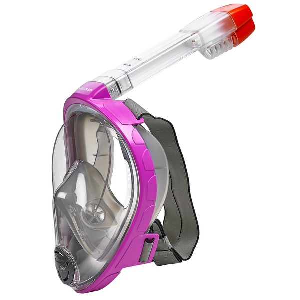 HEAD Sea VU Dry Full Face Snorkeling Mask, Black Grey, Clear Silicone - Small/Medium