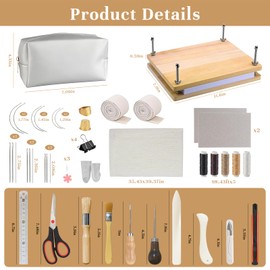 43 Pcs Book Binding Kits, Bookbinding Supplies, Book Press, Flower Press, Comes with a Wooden Stapler and Binding Kit, Suitable for Beginners to Press or Embossing Materials