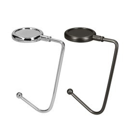 kwmobile 2 x Table Handbag Holder Hook - Non-Slip Bag Hook Holder Handbags - Bag Hanger Holder in Silver, Silver black matt