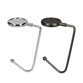 kwmobile 2 x Table Handbag Holder Hook - Non-Slip Bag Hook Holder Handbags - Bag Hanger Holder in Silver, Silver black matt