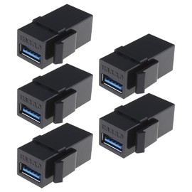 YINETTECH 5PCS USB 3.0 Keystone Adapter Female to Female USB 3.0 A Keystone Jack Insert Coupler Adapter for Wall Plate Patch Panel Surface Box Black