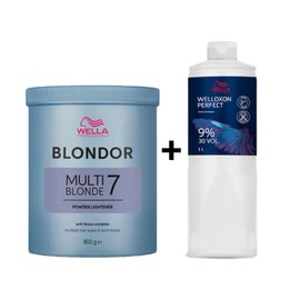 Wella Wellaxone Cream Oxidizer 369% 1L + Multi-Blonde Powder Decolorizer 800g Set, Cream Oxidizer 9% 1L + Multi-Blonde Powder 800g, 1 piece / 웰라 웰락손 크림 산화제 369% 1L + 멀티블론드 파우더 탈색제 800g 세트, 크림 산화제9% 1L+멀티블론드 파우더800g, 1개