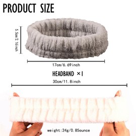 Sugeru Flannel Elastic Hair Band, Spa Headband Women, Soft Hair Band, Cosmetics, Non-Slip Wide Brim Headband, Women, for Shower, Skin Care, Make-Up, Facial Cleansing, Girls, Yoga (Grey, Standard)