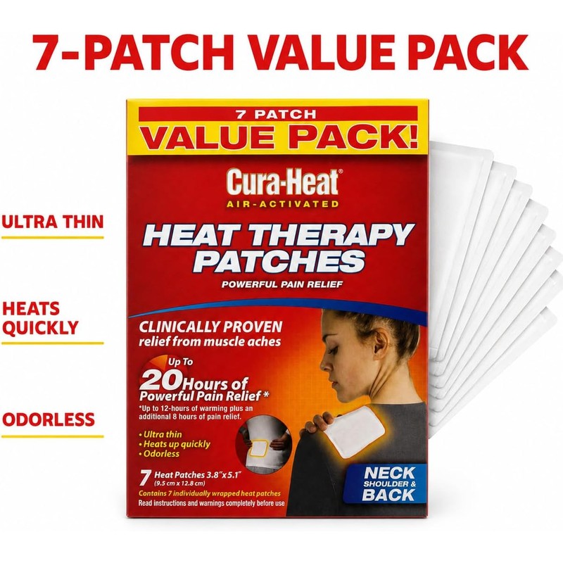 Cura-Heat Heat Therapy Patches, Air Activated, Neck Shoulder & Back,