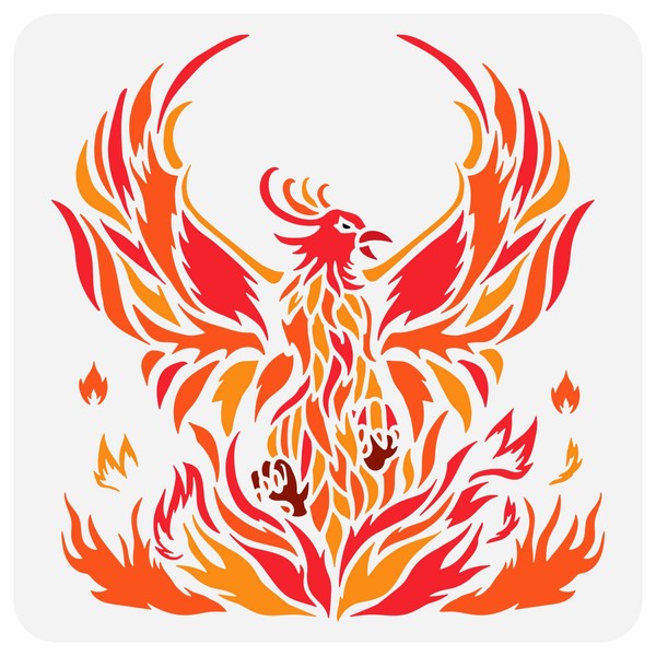 FINGERINSPIRE Phoenix 11.8x11.8inch Reusable Firebird Drawing Stencil DIY Art Phoenix